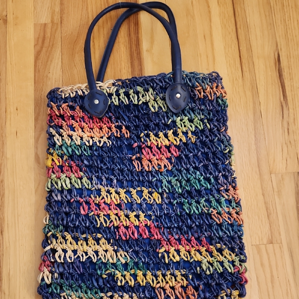 Multicolor Woven Tote Bag